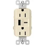 Legrand R26USBAC6LA Radiant - 15A Tamper-Resistant Ultra-Fast USB Type-A/C Outlet Receptacle-Light Almond Finish