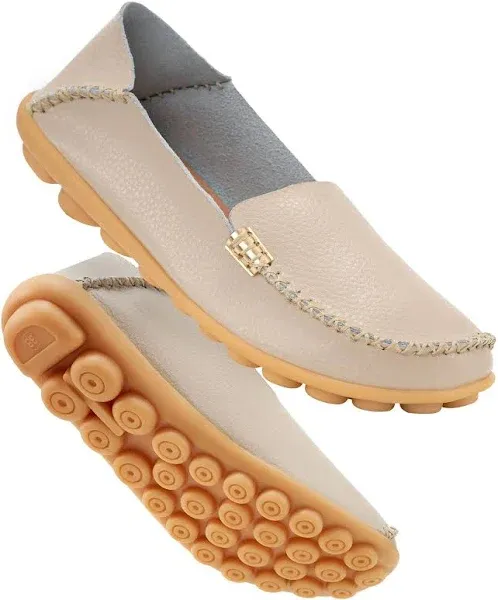 Duoyangjiasha Women Comfortable Loafers Casual Round Toe Moccasins Wild Driving Flats Soft Walking Shoes Women Slip On