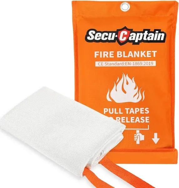 SecuCaptain Emergency Fire Blanket for Home and Kitchen 40"x40" Flame Suppression Fiberglass Fire Blankets for House Camping Car Office