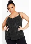 City Chic | Women's Plus Size Strappy Nail Top - Black - 12 Plus