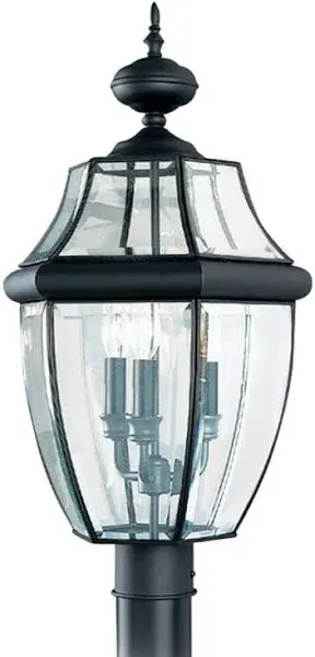 Generation Lighting Lancaster Three Light Outdoor Post Lantern Black