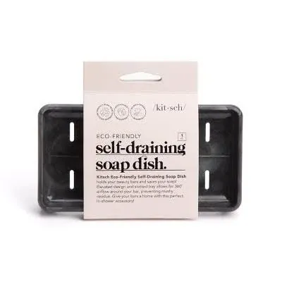 Kitsch - Recycled Plastic Self-Draining Soap Dish Eco-Friendly - Gray/Black