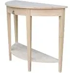 IC International Concepts Half Moon Console Table, 42 in W x 16 in D x 31 in H, Unfinished