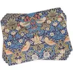 Morris &amp; Co Strawberry Thief Blue Collection Placemats | Set of 4 | Heat Resi...