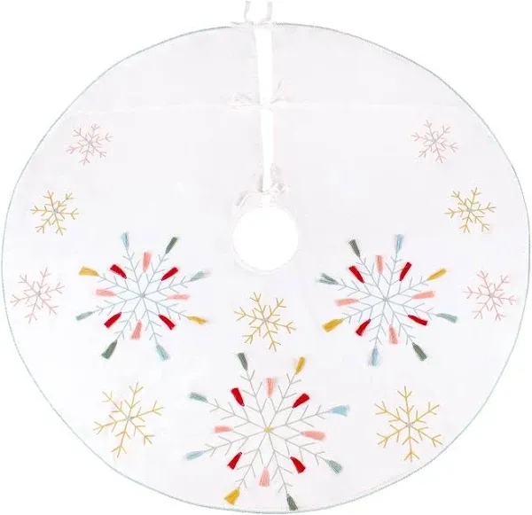 HGTV Home Collection Boho Velvet Snowflake Embroidered Tree Skirt