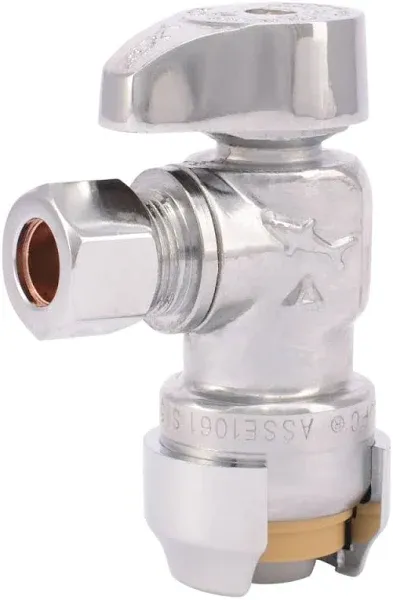 Shark Bite Plumbing Fitting 1/2&#034; x 3/8&#034; OD Angle Stop 1/4 Turn Lead Free NEW