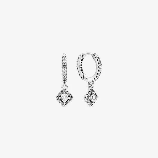 Pandora | 298503C01 Square Sparkle Hoop Earrings Silver