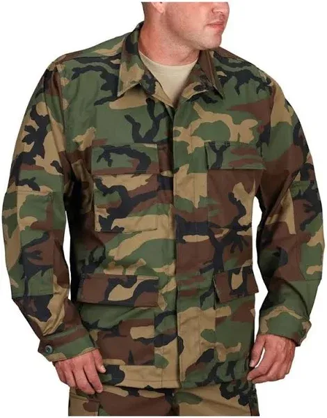 Propper BDU 4-Pocket Coat Cotton Long Woodland Camo, Size: Medium