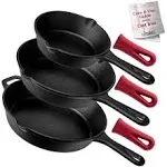 Pre-Seasoned Cast Iron Skillet 3-Piece Set