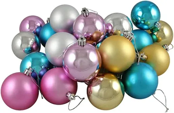 Northlight 24ct Matte/Shiny Shatterproof Christmas Ball Ornaments 2.5