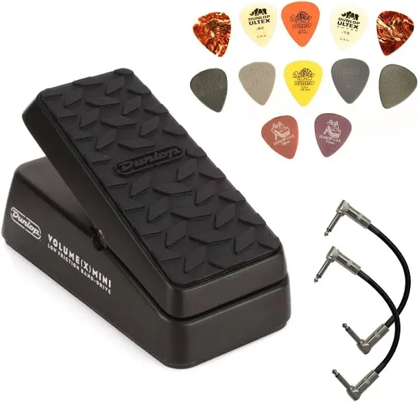 Dunlop DVP4 Volume X Mini Pedal Bundle with 2 Patch Cables and Dunlop PVP101 Pick Pack