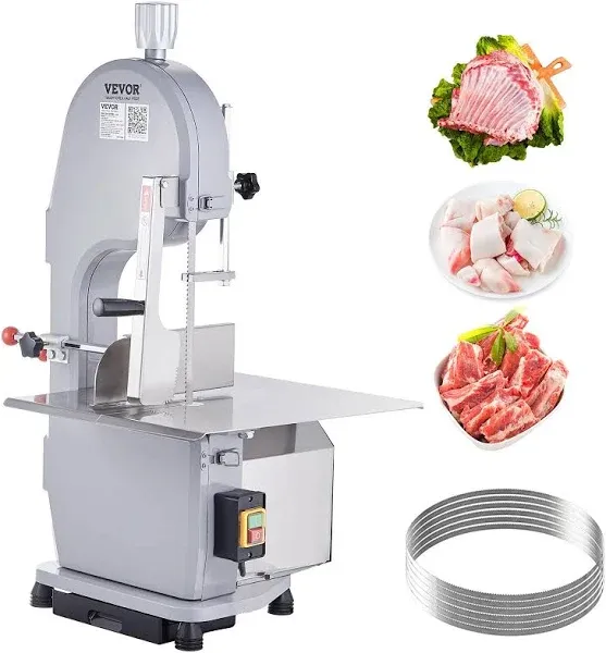 VEVOR Commercial Electric Meat Bandsaw 1500W Stainless Steel Bone Sawing Machine