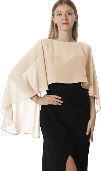 Hotshawl Capelets for Women Chiffon Cape Shawls and Wraps for Evening Dress Wedding Capes Cover Up