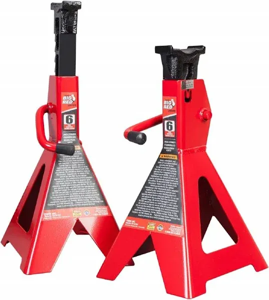 Compact 6 Ton Jack Stands with Ratchet Height Adjustment for Car Maintenance