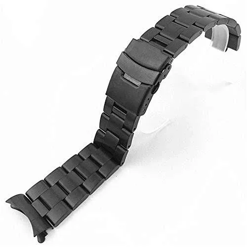 Solid Curved End 22mm 20mm Stainless Steel Watch Band Matte Metal Strap Replacement Watchband Bracelet Women Men Dual Security Buckle with Tools