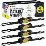 1" x 6' Retractable Ratchet Straps 4 Pack