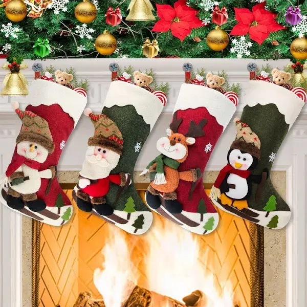 Ichudan 4 Pack 18" Big Xmas Stockings