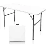 Gocamptoo Folding Table,4ft Indoor Outdoor Heavy Duty Portable Folding Square Plastic Dining Table w/Handle, Lock for Picnic, Party, Camping (4 ft)