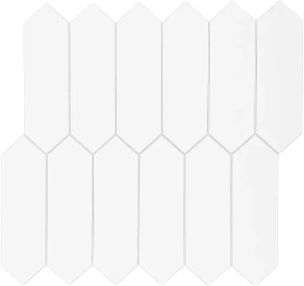 Sunwings Peel and Stick Backsplash Tile in Long Hexagon for Kitchen Bathroom Fireplace SDS1021-WHI-10