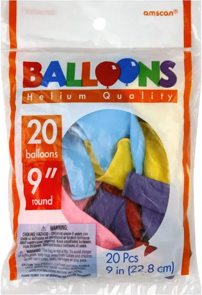 20ct, 9in, Assorted Color Latex Balloons