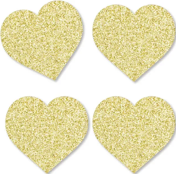 Big Dot of Happiness Gold Glitter Hearts No-Mess Real Gold Glitter Cut-Outs