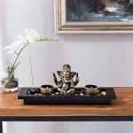 Ganesh Statue Incense Stick Burner Tray with Candle Holders