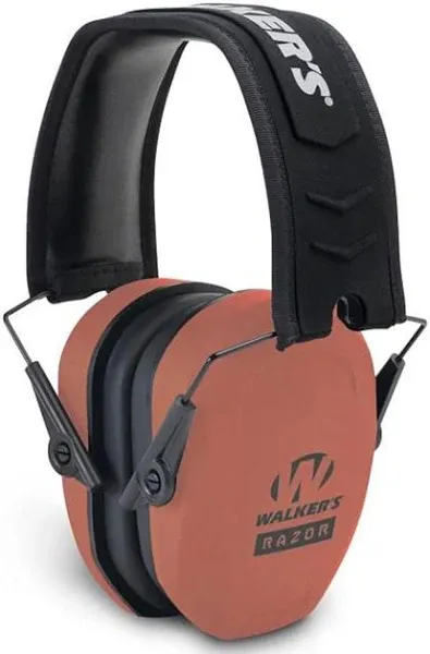 Walker&#039;s Razor Slim Passive Ear Muff 27 NRR Coral Shooting Hearing Protection