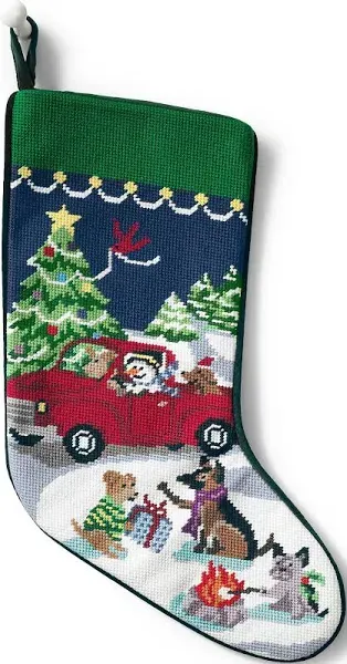 Lands' End Needlepoint Christmas Stocking