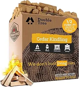 Double Tree Fire Starter Sticks - 100% Natural Cedar Wood Kindling, Quick &amp; E...