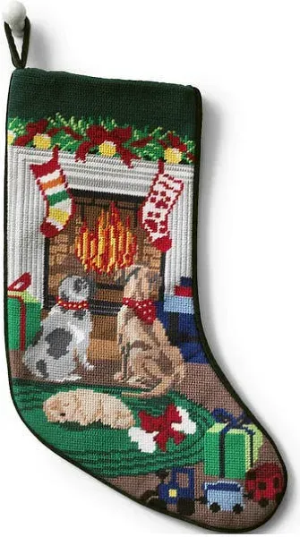 Vintage Nutcracker Needlepoint Merry Christmas Stocking Nutcracker and Toys