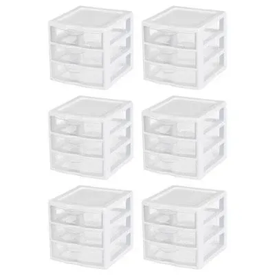 Clearview Plastic Multipurpose Small 3 Drawer Desktop Storage Organization Unit 