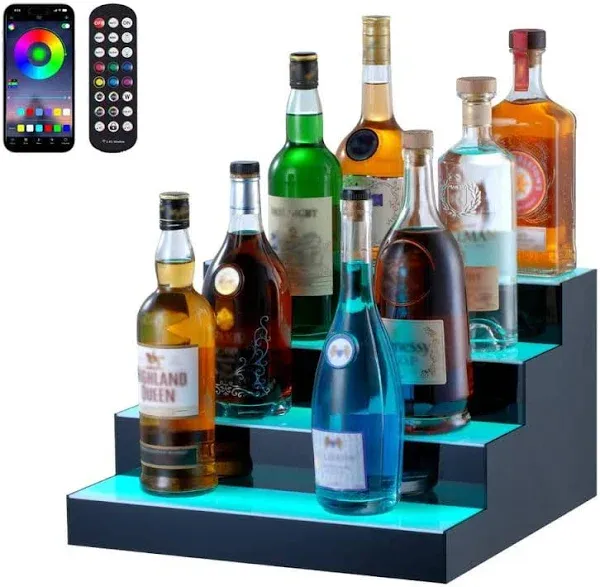 VEVOR LED Lighted Liquor Bottle Display Bar Shelf