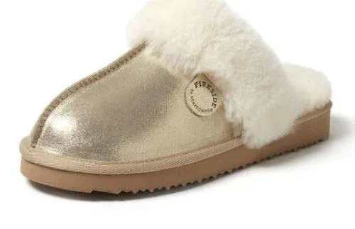 Dearfoams Women's Fireside By Sydney Genuine Shearling Scuff Slipper