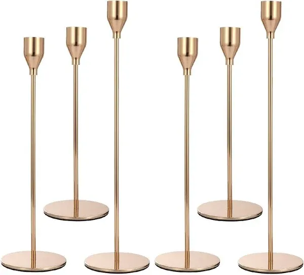 Anndason Set of 6 Gold Candlestick Holders Gold Candle Holder Taper Candle Holders Candle Holders Decorative Candlestick Holder for Home Decor