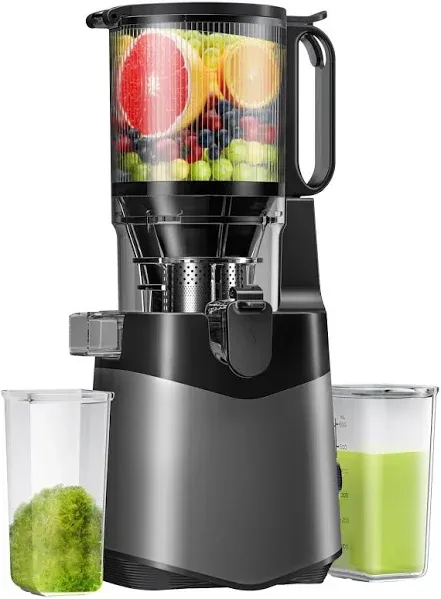 Cold Press Juicer,5.8&#034; Extra Large Feed Chute Fit Whole Fruits &amp; Grey