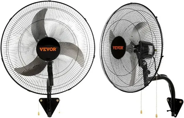 VEVOR Wall Mount Fan Oscillating 3-speed High Velocity Max. 4000 CFM Industrial Wall Fan 2 Pcs