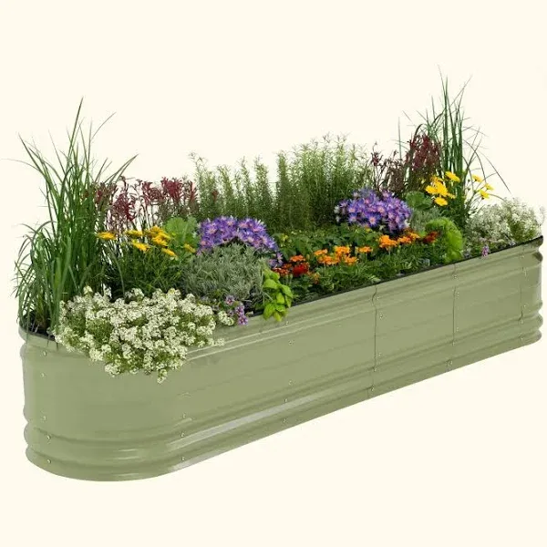 17" Tall 6 in 1 Novel Modular Metal Raised Garden Bed | Vego Garden, Olive Green