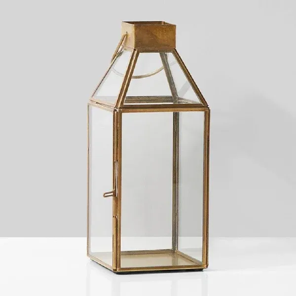 Serene Spaces Living Medium Size Square Gold Lantern