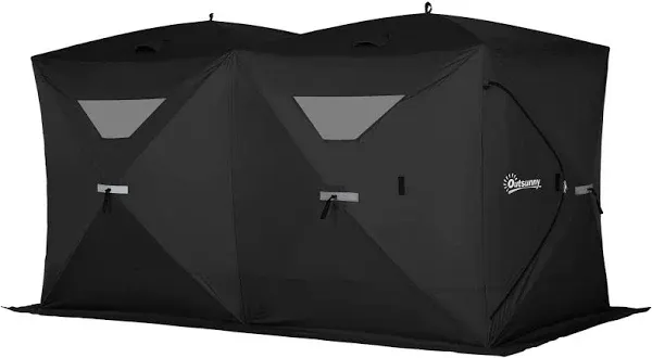 Outsunny 8 Person Ice Fishing Shelter Pop-Up Portable Ice Fishing Tent with Carry Bag