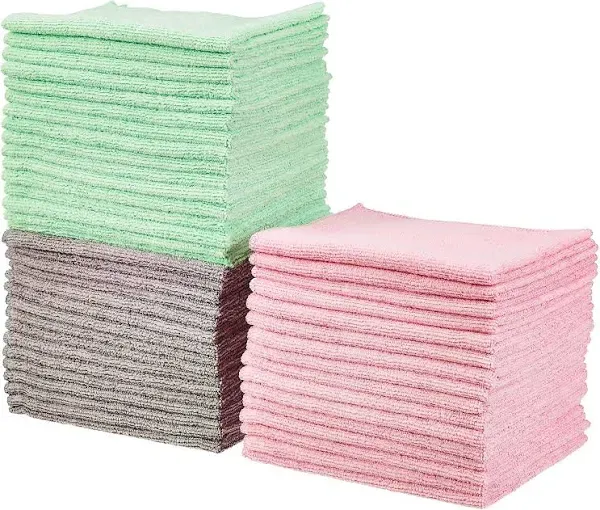 Amazon Basics Microfiber Cleaning Cloths Non-Abrasive Reusable and Washable