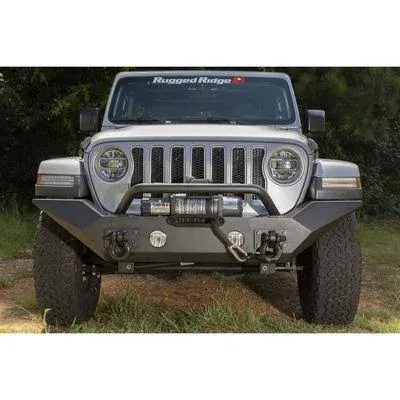 For Jeep Gladiator 20-24 Bumper Spartan Full Width Satin Black Front Winch HD