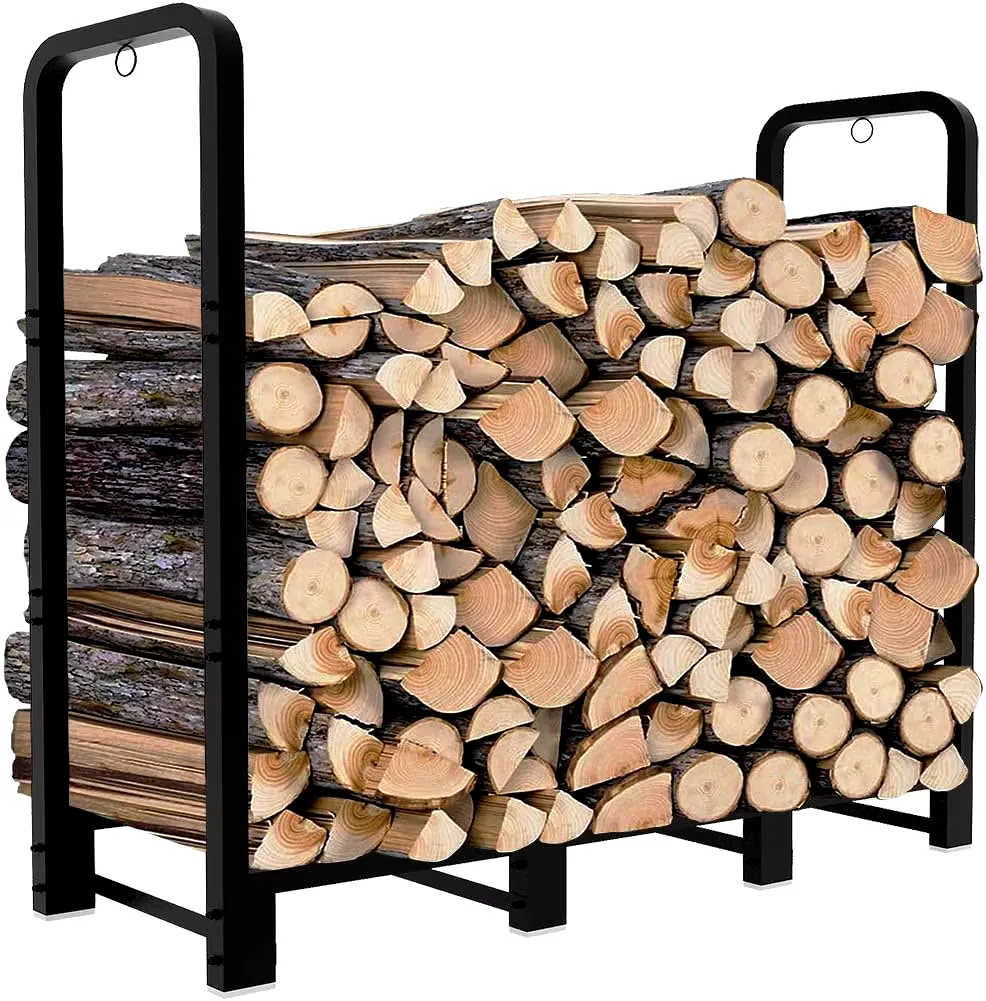 4ft Outdoor Firewood Rack, Upgraded Adjustable Heavy Duty Logs Stand Stacker ...