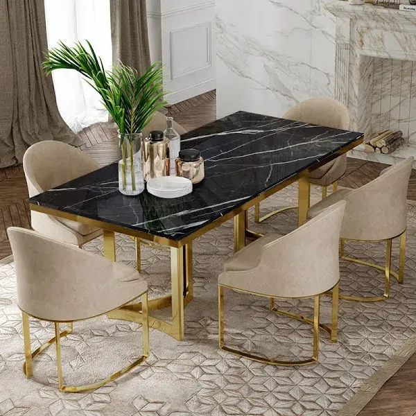 POVISON Modern Faux Marble Dining Table