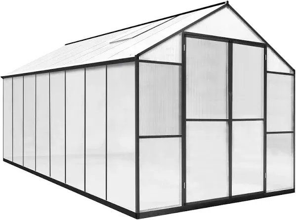 Veikous Aluminum Walk-In Garden Greenhouse Kit and Lockable Door