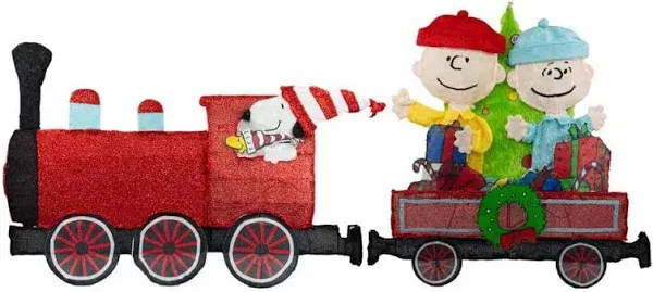 Peanuts 79 Inch Wide Train with Peanuts Gang 2 Pc Set Outdoor 2D LED Yard Decor