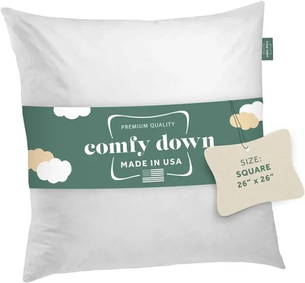 ComfyDown 95% Feather 5% Down Square Decorative Pillow Insert