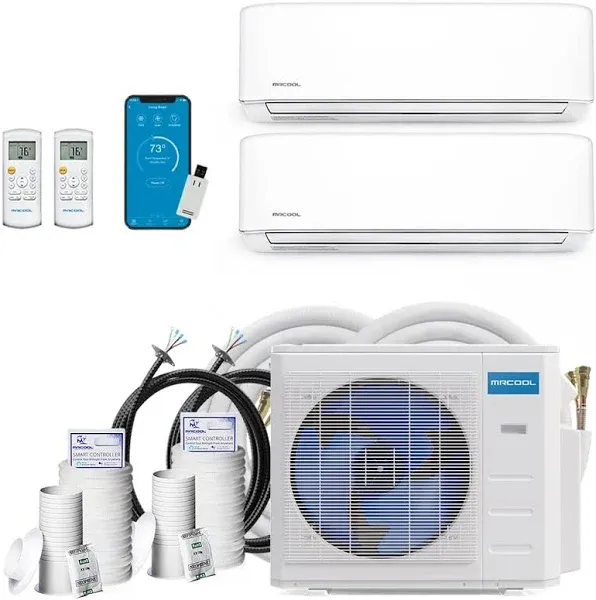 MRCOOL DIY Mini Split 27,000 BTU 2 Zone Ductless Air Conditioner and Heat Pump Install Kit