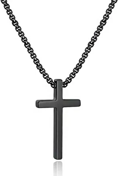 M MOOHAM Stainless Steel Cross Pendant Necklaces for Men Pendant Chain