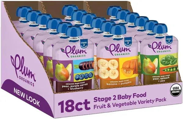 Plum Organics Stage 2 Organic Baby Food Fruit & Veggie Variety Pack