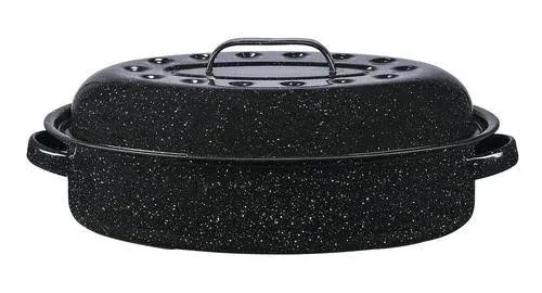 Granite Ware 18&#034; Covered Oval Roaster, 15 Pound Capacity, Roasting Pan